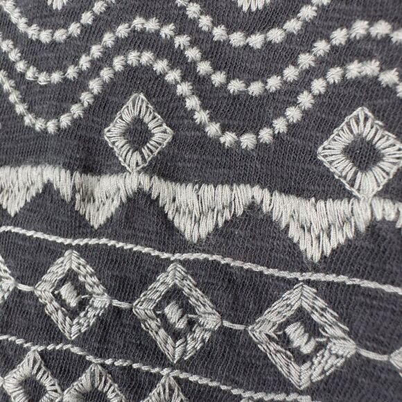 J Jill Embroidered Cotton Tunic Shift Dress Womens Medium Gray Boho Lagenlook - Picture 9 of 16